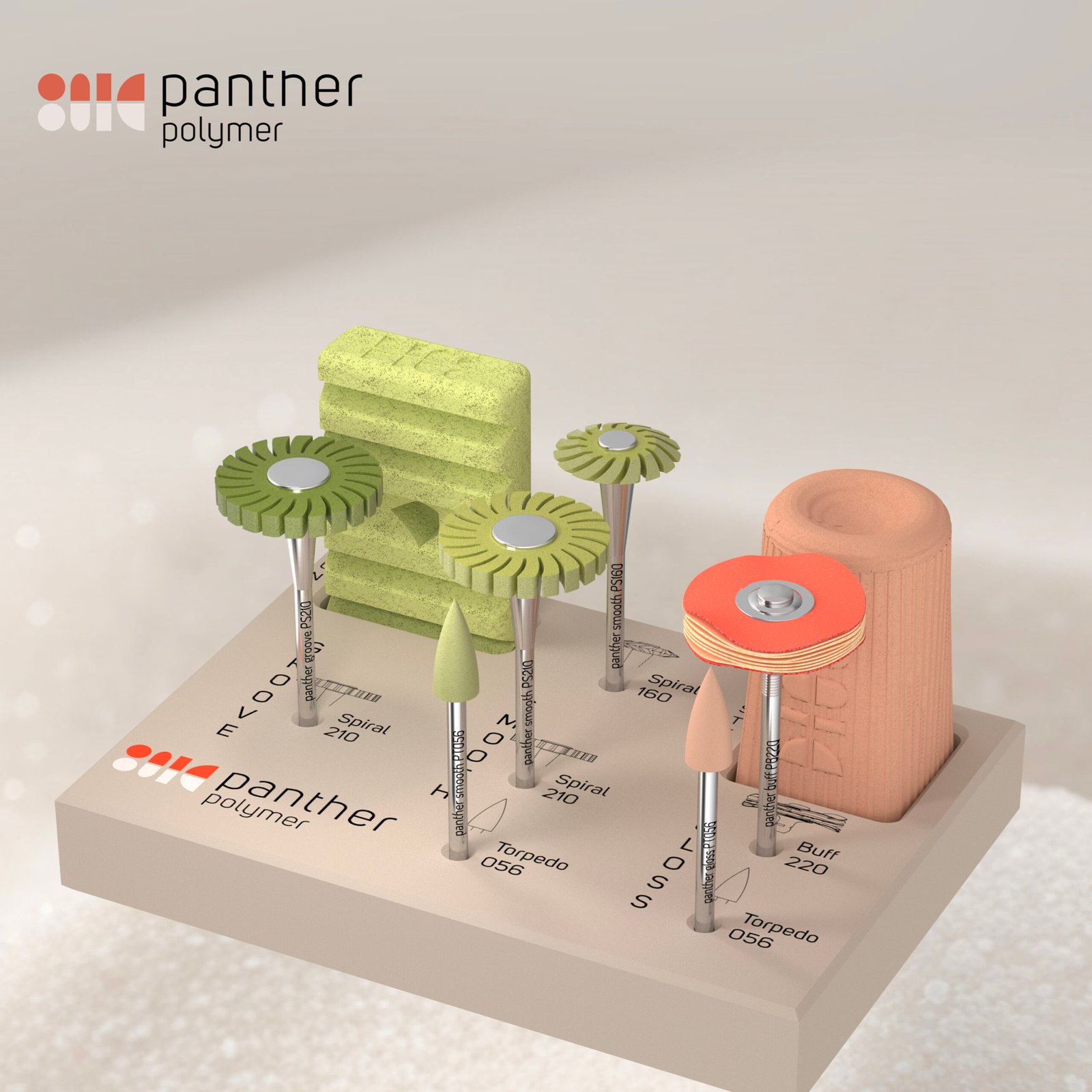 Kit de pulidores Panther Polymer para PMMA y resinas